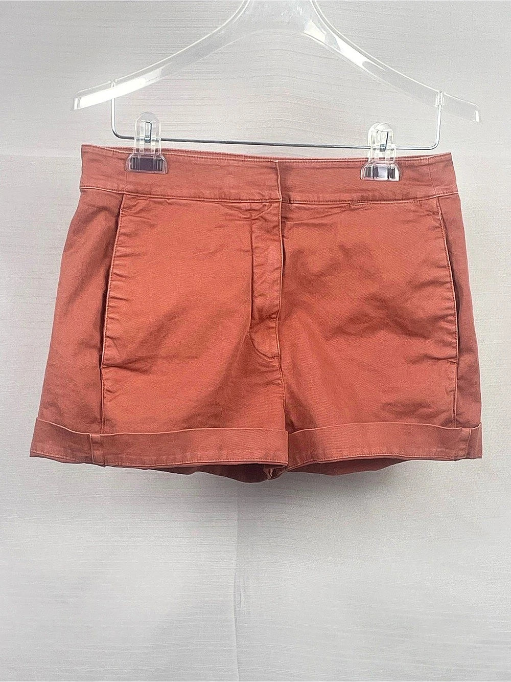 Babaton by Aritzia Terracotta Chino Shorts Rolled Cuff Sz 8